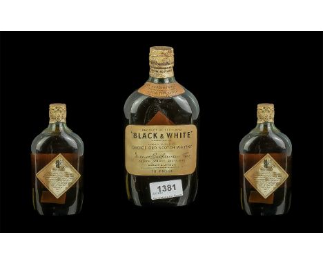 Vintage Black &amp; White Bottle of Choice Old Scotch Whisky, by Appointment to H M The King, circa 1940's, 70 proof, full co