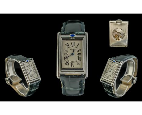 Cartier Tank Basculante Mecanique 2390 Gents Stainless Steel - 21 Jewels Manual Wind Wrist Watch, circa 2000, ref.no, 2390, c