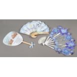 Judith Elliott: a fixed fan depicting three little foxes, with a poem, signed and dated 1998; a