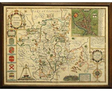 Speed (John).Worcestershire Described.Sudbury and Humble, [1611 or later] , hand-coloured engraved map of Worcestershire with