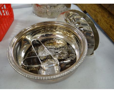 A parcel of white metal including wine coaster, wine label, letter holder etc