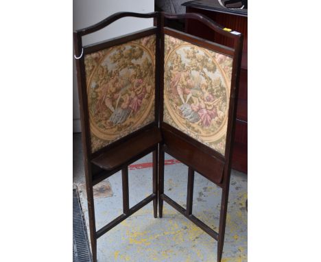 A folding tapestry screen with fold out shelf