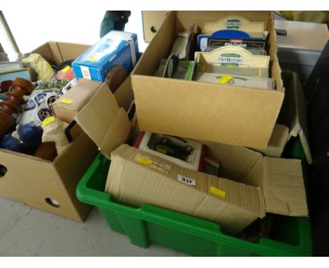 A cased typewriter and a quantity of boxed Diecast vehicles and a box of mixed items
