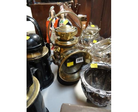 A brass Lucas King of the Road motoring lamp