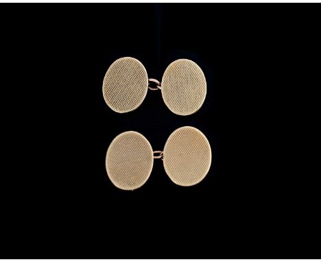 Smith &amp; Pepper, a pair of 9ct gold oval-shape engine turned cufflinks, maker's marks for Smith &amp; Pepper, hallmarks fo