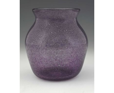 John Walsh Walsh, an Art Deco Pomepian amethyst bubbled glass vase, circa 1925, shouldered ovoid form, 18cm high