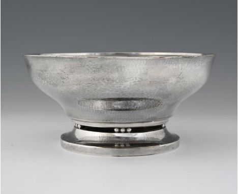 Johan Rohde for Georg Jensen, a Danish silver footed bowl, model 414C, designed circa 1927, the flat based ogee form bowl on 
