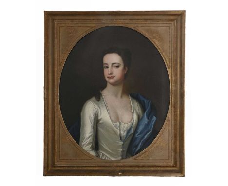 After Enoch Seeman, portrait of Mary Elizabeth Davenport, Mrs John Mytton, (d.1740), half-length in a white open-neck dress a