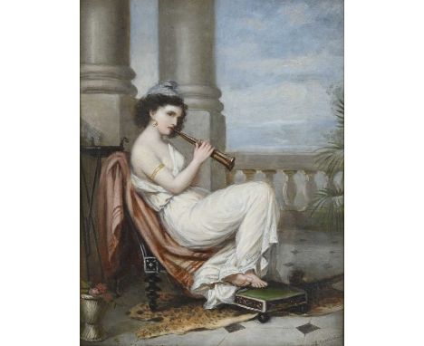 After John William Waterhouse, The Pipe Player, bears signature l.r., oil on board, 21 by 16cm, framed
