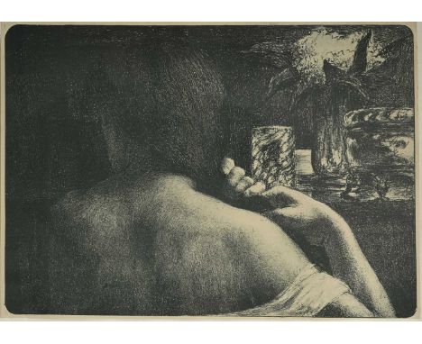 Fernand Khnopff (Belgian, 1858-1921), The Violinist, lithograph, 22 by 19cm, with Jules Flandrin (French, 1871-1947), La Chev