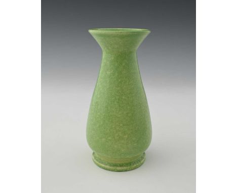 Ruskin Pottery, a Souffle fruit skin glazed vase, 1906, baluster form, lime green over yellow, impressed marks, 19.5cm high