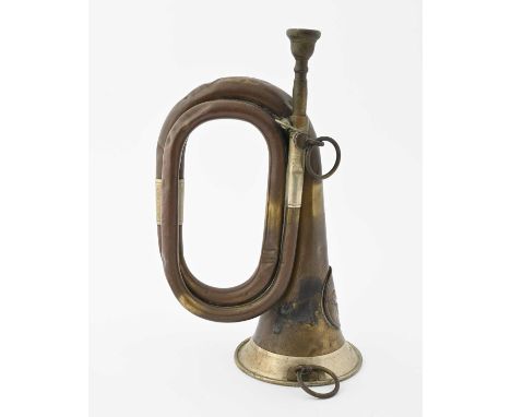 A WW1 German Army bugle, 1914, with issue stamps, 28cm long approx