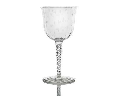 Harry Powell for James Powell and Sons, Whitefriars, an Arts and Crafts glass air twist and controlled bubble goblet, circa 1