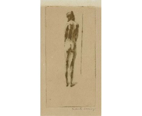 Fred Cuming R.A. (British, 1930-2022), Standing Female Nude, signed l.r., etching, 11.5 by 7cm, framed. Note: Artist Resale R