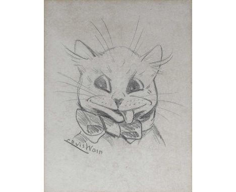 Louis Willian Wain (British, 1860-1939), Cheeky Cat, signed l.l., pencil, 22 by 16.5cm, framed. Provenance: with Chris Beetle
