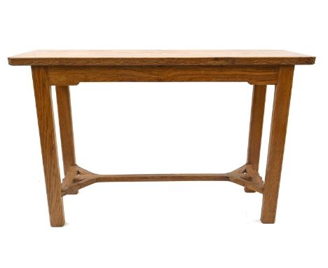 Hugh Birkett (British, 1919-2002), a Cotswold School Arts &amp; Crafts oak console table, burr rectangular top with canted co