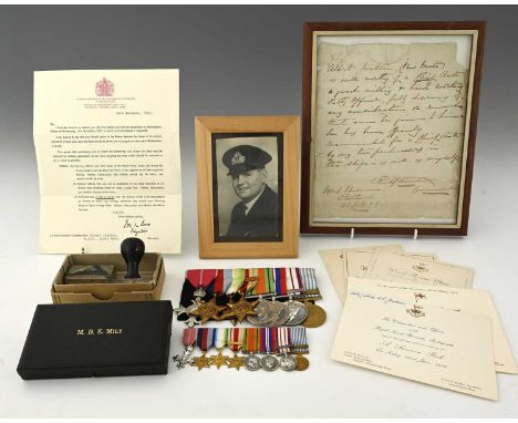 Military medals, two British Naval officer's medal bars to Lionel Jackson, including M.B.E Flying medal, Campaign Star (one w