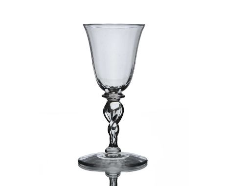 Harry Powell for James Powell and Sons, Whitefriars, an Arts and Crafts sherry or liqueur glass, circa 1900, the optic ribbed