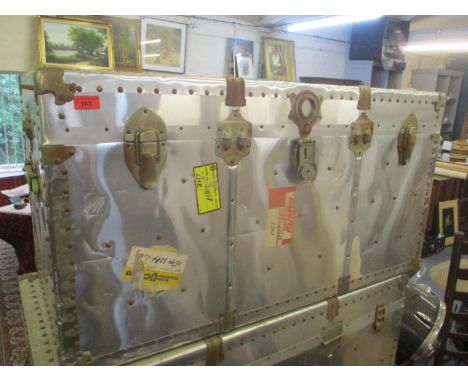 A modern aluminium twin handled trunk 21"h x 40"w 