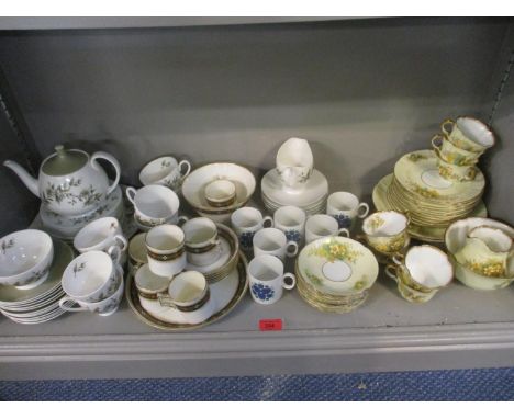 A Royal Adderley Arcadian part tea service, the teapot having a pumpkin style lid, together with an Edwardian part tea servic