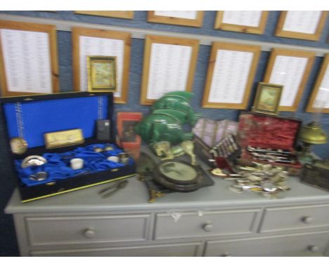 A mixed lot to include Mappin and Webb cutlery, an oil lamp, a clay pipe, mixed cutlery and flatware and other itemsLocation: