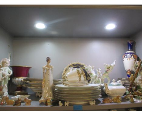Ceramics to include Hammersley teaware, a Victorian dessert service, figures, Wade Whimsies and other items 