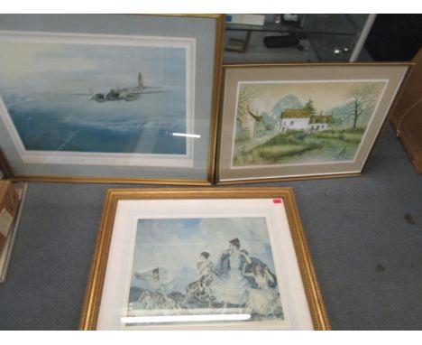 Three framed and glazed signed prints - Leonard Pearman - 'Enemy Coast Below' limited edition, signed by Air Vice Marshall D 