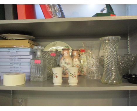 A quantity of Wedgwood Calendar plates, mixed cut glass, a Spode Christmas cake plate, other mixed collectors plates and hous