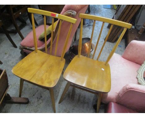 Two mid 20th century Ercol kitchen dining chairs 