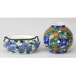 Keramikjardiniere u. Vase, Tschechoslowakei u. Kopenhagen um 1920, heller Scherben,