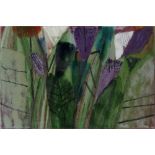 Lebenstedt, Ulrich (geb. Wittlich 1940), ohne Titel, Keramikfliese mit angedeutet floralem Dekor,