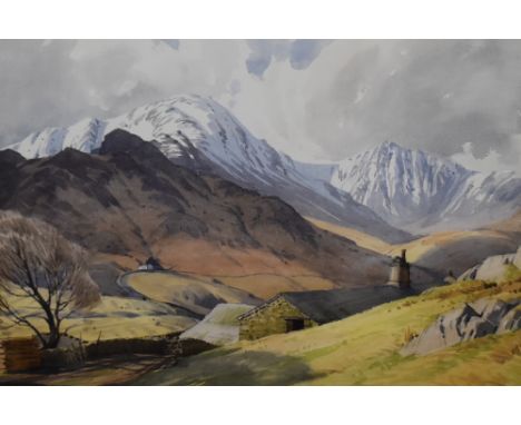 Local interest* William Heaton Cooper (British 1903-1995) watercolour 'Wetherlam from Birk Head Farm' a view with snop capped