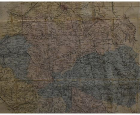 A framed G.W Bacon &amp; Co map of Cumberland &amp; Westmorland, reduced from The Ordnance survey, within a Hogarth type fram