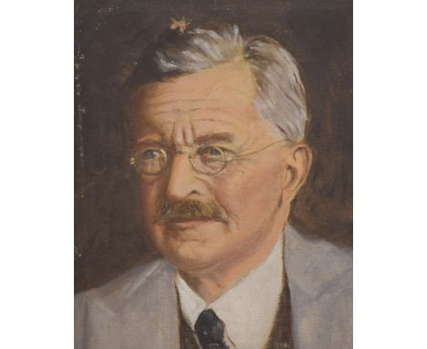 Artist unknown, oil on canvas, portrait of William Henry Nicholls, possibly a self portrait, unsigned, within a moulded and s