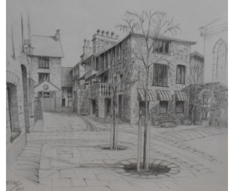 Local interest* B Travis (20th century) pencil drawing, Yard 23, Stricklandgate, Kendal, signed and dated 1983 lower left, wi