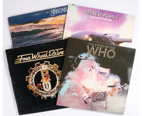 4 x Rock LPs. Bachman Turner Overdrive - Four Wheel Drive ( 9100012 ). Deep Purple - Deepest Purple ( EMTV 25 ). Santana - Mo