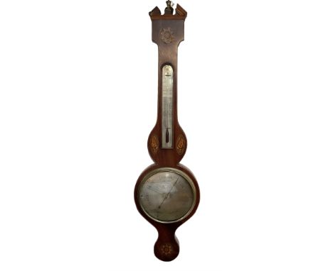 Mercury barometer c1820 - with a mahogany case and broken pediment, silvered register inscribed  Jacob Capella, Coventry, wit