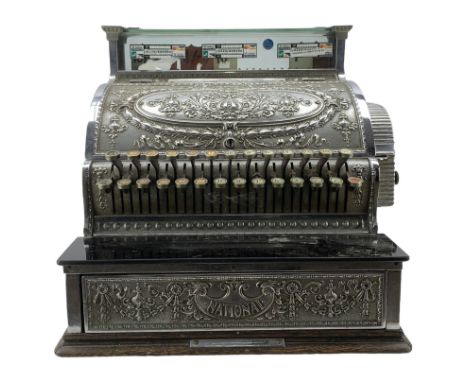 Early 20th century National Cash Register by the National Cash Register Co., Dayton, Ohio, USA, of typical form with nickel-p