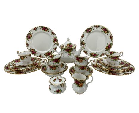 Quantity of Royal Albert Old Country Roses tea and dinner ware comprising four dinner plates, six dessert plates, two dessert