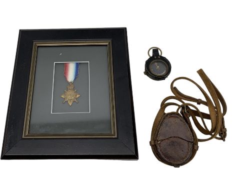 1914-15 Star to 3609 Pte J W Shaw, Manchester Regt, framed  and a WWI Verners Pattern VII officers compass by E Koehn dated 1