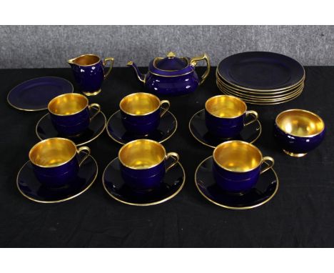 A Carltonware Bleu Royale part tea service, including six cups and saucers. Dia.19cm. (largest). 