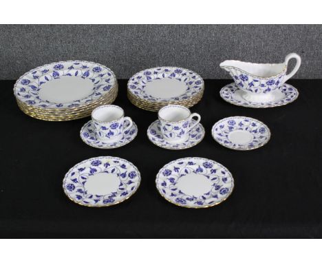 A Spode 'Blue Colonel' porcelain part tea service, Dia.28cm. (largest) 