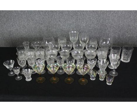 A quantity of vintage drinking glasses, H.17cm. (largest). 