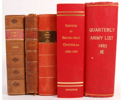A collection of assorted 18th / 19th / 20th century hardback military Army List books to include; A List Of The Officers Of T
