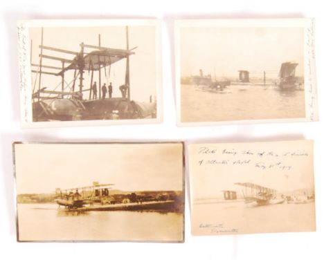 An interesting and rare collection of four early aviation interest photographs depicting US Navy Curtiss NC-4 flying boat cap