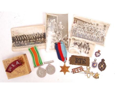 A WWII Second World War medal group comprising: War Medal, Defence Medal, and 1939-45 Star. Along with associated effects to 