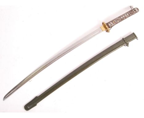 A rare WWII Second World War Japanese NCO's / Officer's Ija Type 95 pattern katana / sword. Aluminium cast grip, with Menuka 