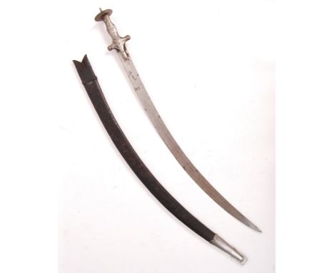 An antique 19th century South Indian / Indo Persian all steel Talwar (Talwaar or Tulwar) sword having the disk hilt with sun 