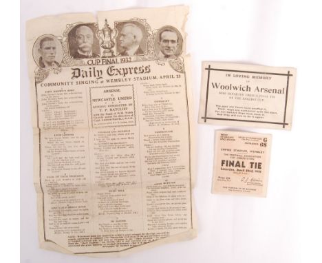 Football - A rare collection of 1932 Football Association Cup Final ephemera. To include; an original ' Final Tie ' ticket st