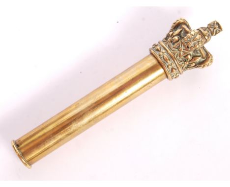 An unusual rare 19th century brass gavel / verger's mace. The body engraved for ' Thomas Kennett, Beadle &amp; Sexton, Parish